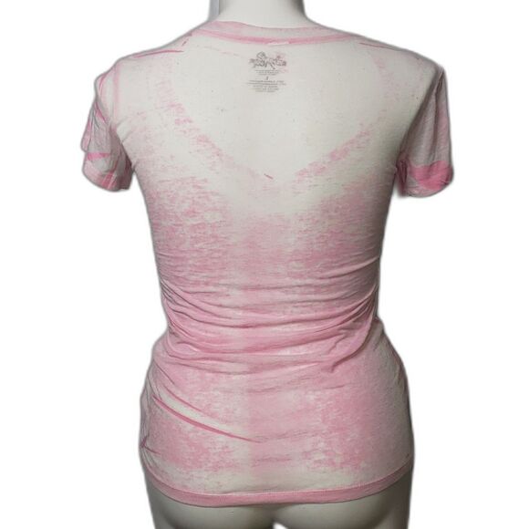 ROCK ICONS Jim Morrison The Doors Pink Sheer V Neck T Shirt Womens Size Large - Picture 4 of 8